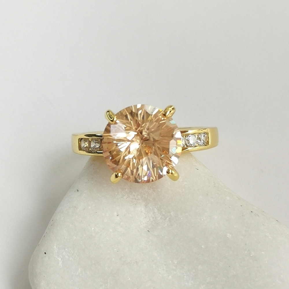 18k Gold Vermeil Imperial Topaz CZ Ring Size 7 NWT